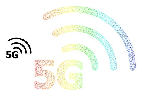 Rainbow Network Gradient 5G Internet Icon Stock Illustration