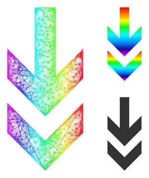 Rainbow Network Gradient Arrow Down Icon Stock Illustration
