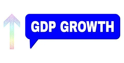 Rainbow Network Gradient Arrow Up Icon and GDP Growth Chat Balloon with Shadow Stock Illustration