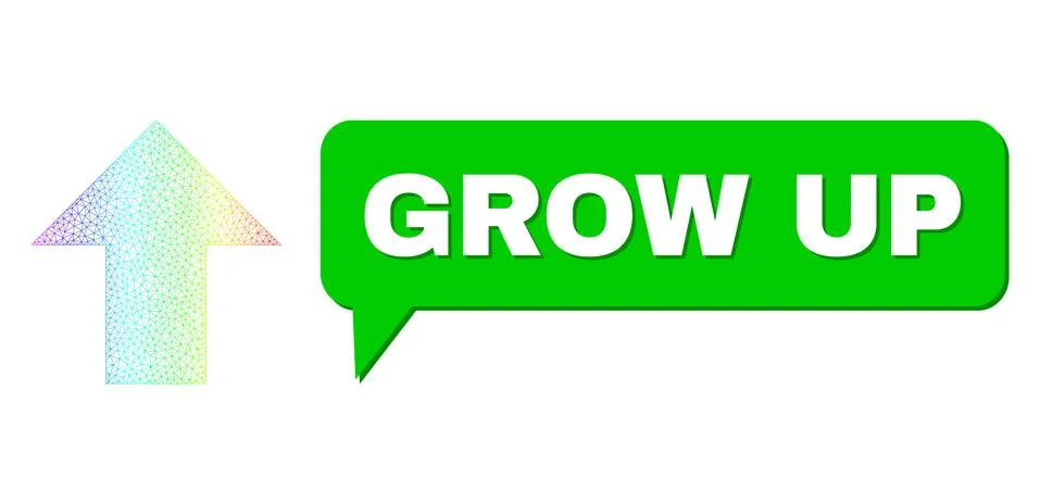 Rainbow Network Gradient Arrow Up Icon and Grow Up Conversation Cloud with Stockillustratie