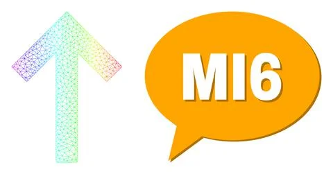 Rainbow Network Gradient Up Arrow Icon and MI6 Chat Frame with Shadow イラスト素材