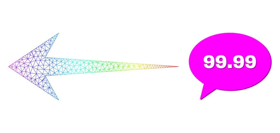 Rainbow Network Gradient Arrow Left Icon and 99.99 Message Frame with Shadow イラスト素材
