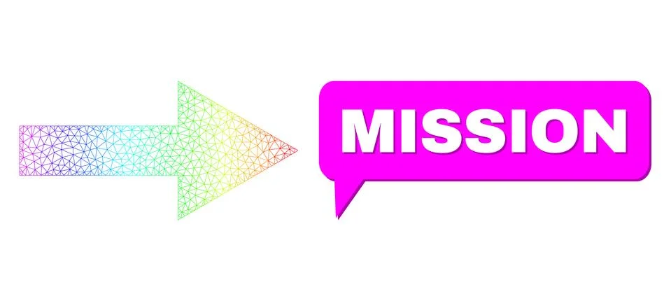 Rainbow Network Gradient Arrow Right Icon and Mission Message Balloon with イラスト素材