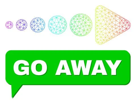 Rainbow Network Gradient Arrow Right Icon and Go Away Speech Balloon with Shadow 库存插图