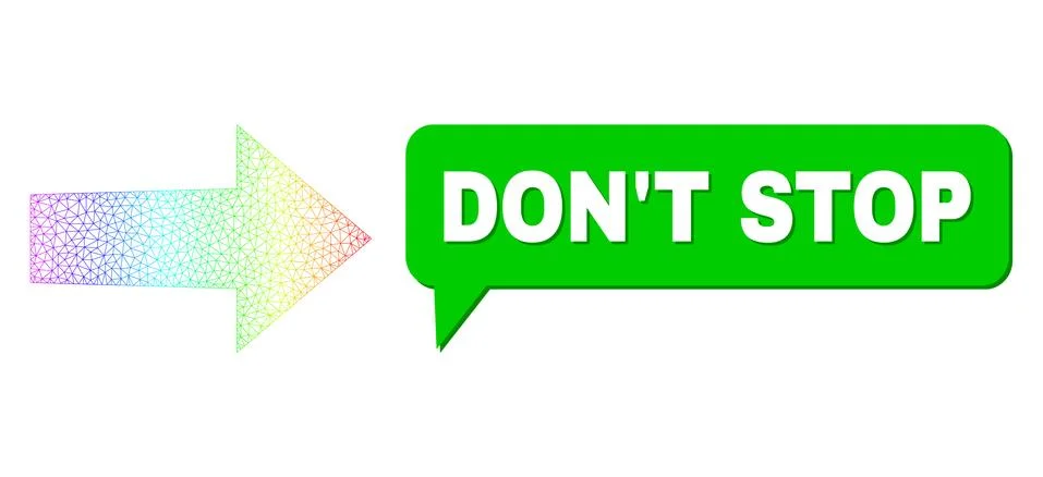 Rainbow Network Gradient Arrow Right Icon and Don'T Stop Speech Bubble with Stock Illustration