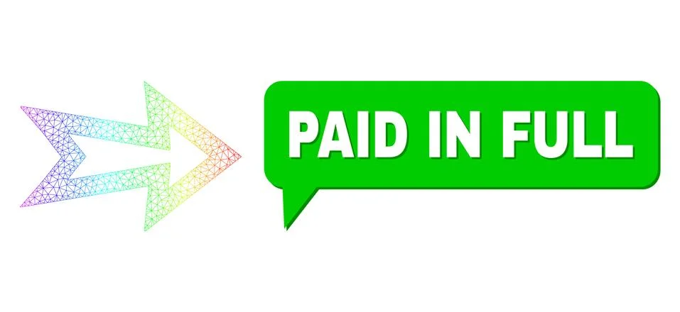 Rainbow Network Gradient Arrow Right Icon and Paid in Full Message Balloon with Ilustración de archivo