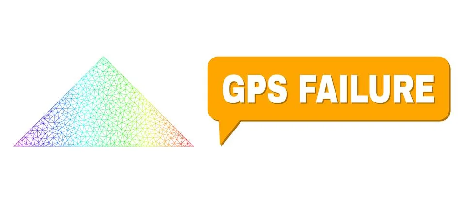 Rainbow Network Gradient Arrowhead Up Icon and GPS Failure Message Bubble with イラスト素材
