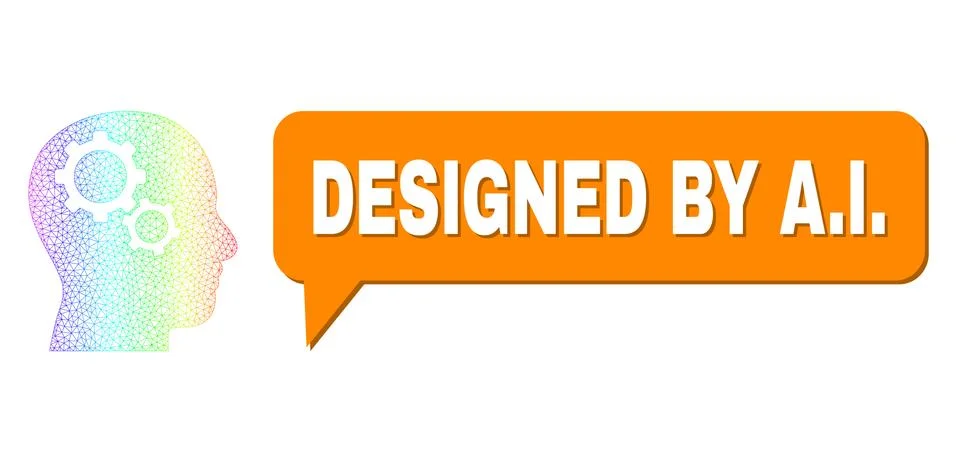 Rainbow Network Gradient Brain Gears Icon and Designed by A.I. Chat Cloud with イラスト素材