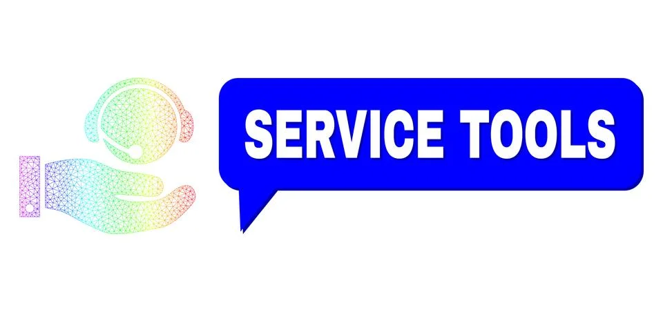 Rainbow Network Gradient Call Center Service Icon and Service Tools Speech Cloud Stock Illustration