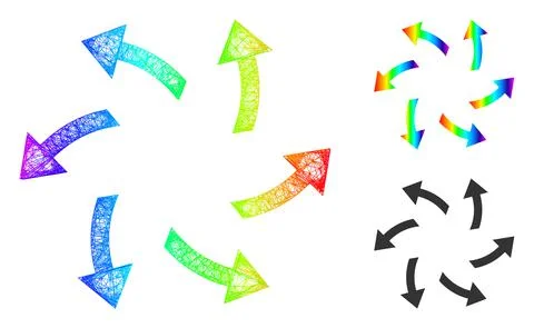 Rainbow Network Gradient Centrifugal Arrows Icon Illustrazione stock
