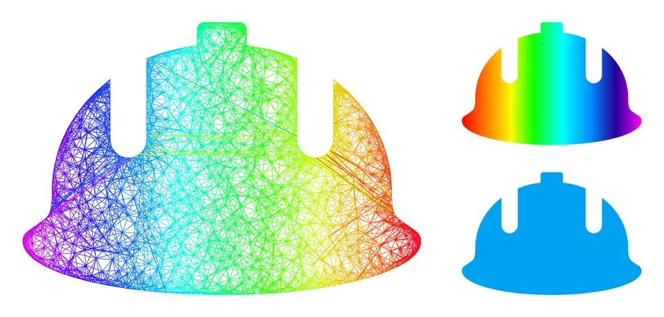 Rainbow Network Gradient Construction Helmet Icon Illustrazione stock