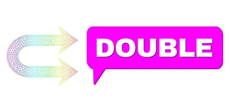 Rainbow Network Gradient Double Right Arrow Icon and Double Chat Cloud with Stock Illustration
