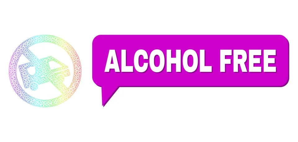 Rainbow Network Gradient Forbidden Patrol Car Icon and Alcohol Free Chat Bubble イラスト素材