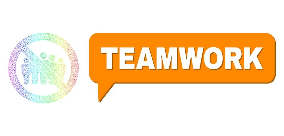 Rainbow Network Gradient Forbidden People Crowd Icon and Teamwork Chat Bubble Stock Illustration