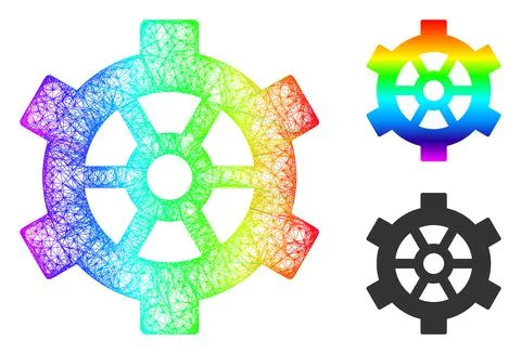 Rainbow Network Gradient Gear Icon 스톡 일러스트