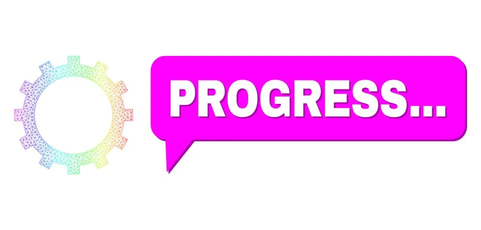 Rainbow Network Gradient Gear Icon and Progress... Message Cloud with Shadow Illustrazione stock