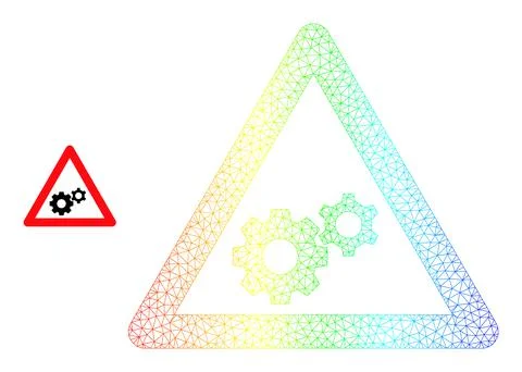 Rainbow Network Gradient Gears Warning Icon Illustrazione stock