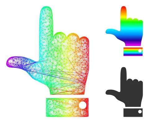 Rainbow Network Gradient Hand Pointer Up Icon 스톡 일러스트