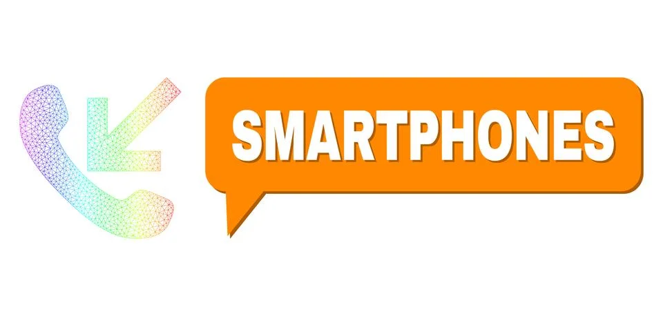 Rainbow Network Gradient Incoming Call Icon and Smartphones Message Cloud with Illustrazione stock