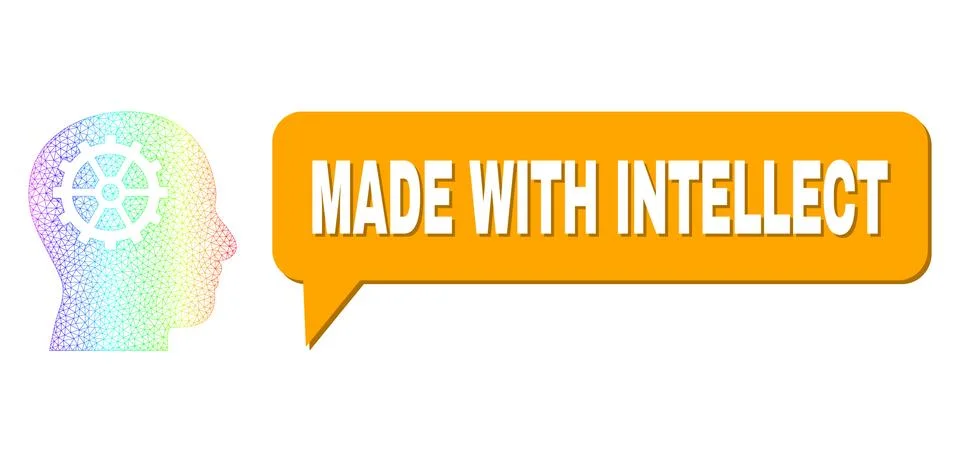 Rainbow Network Gradient Intellect Icon and Made with Intellect Chat Frame with Illustrazione stock