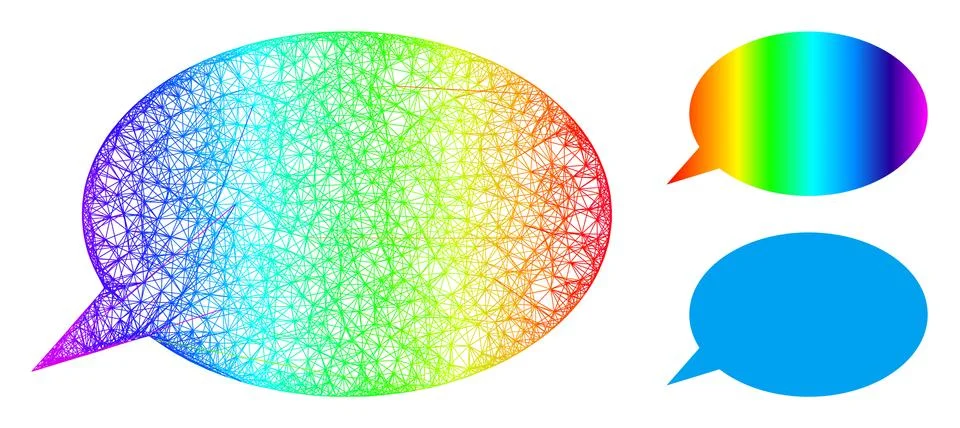 Rainbow Network Gradient Message Cloud Icon イラスト素材