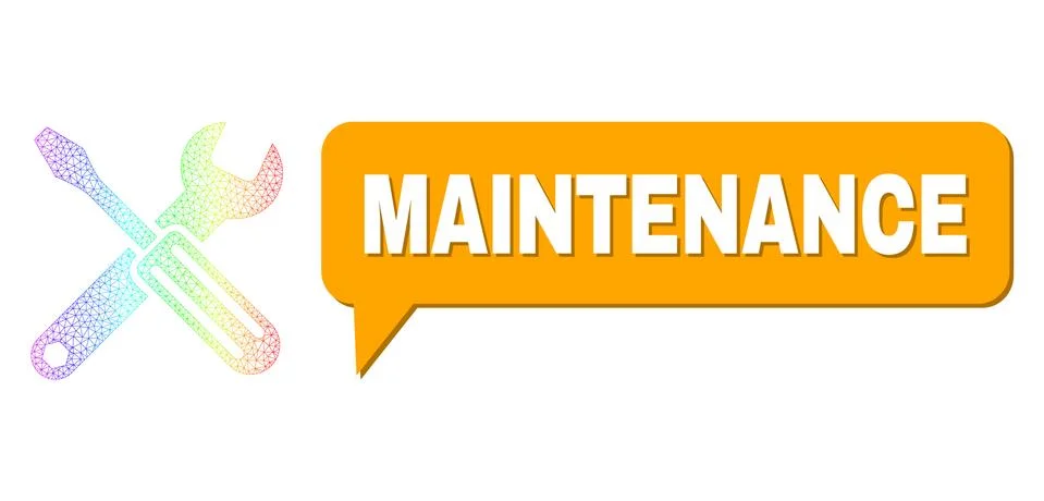 Rainbow Network Gradient Options Icon and Maintenance Message Cloud with Shadow イラスト素材