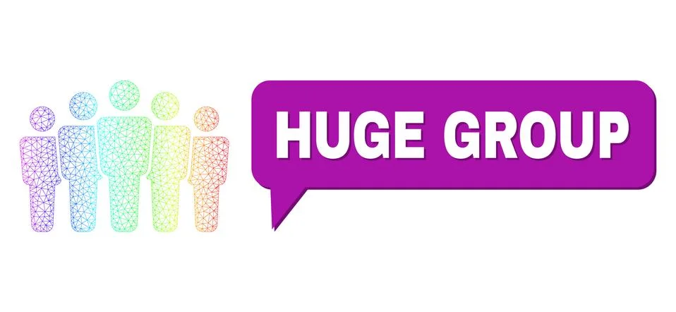 Rainbow Network Gradient People Crowd Icon and Huge Group Conversation Cloud Stock Illustration