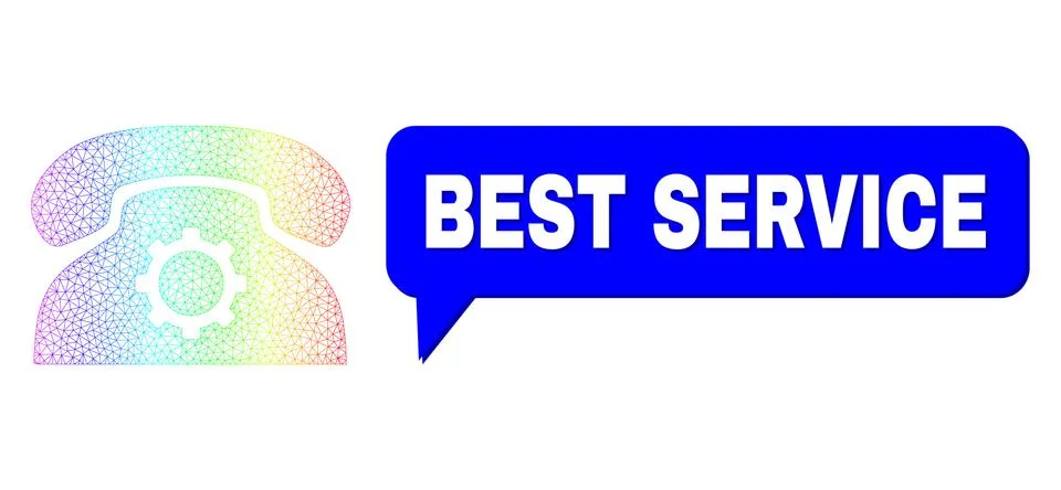 Rainbow Network Gradient Phone Settings Icon and Best Service Chat Balloon with イラスト素材