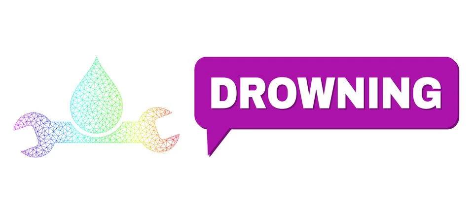 Rainbow Network Gradient Plumbing Icon and Drowning Conversation Balloon with Stock Illustration
