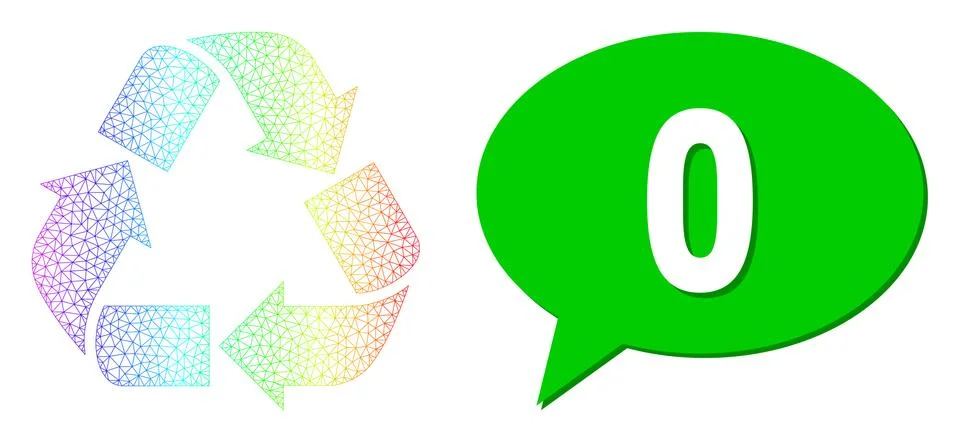 Rainbow Network Gradient Recycle Icon and 0 Chat Cloud with Shadow Illustrazione stock