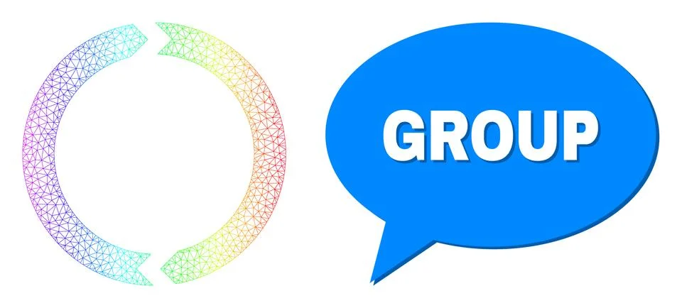 Rainbow Network Gradient Rotation Icon and Group Speech Bubble with Shadow イラスト素材