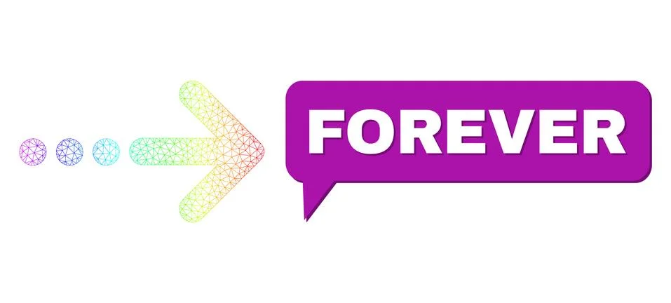Rainbow Network Gradient Send Right Icon and Forever Speech Bubble with Shadow 스톡 일러스트