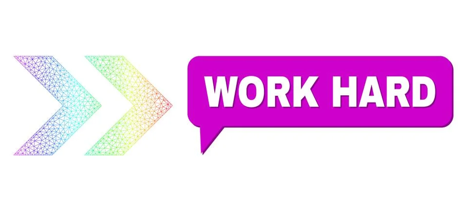 Rainbow Network Gradient Shift Right Icon and Work Hard Conversation Frame with イラスト素材
