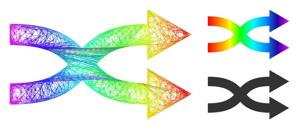 Rainbow Network Gradient Shuffle Arrows Right Icon 스톡 일러스트