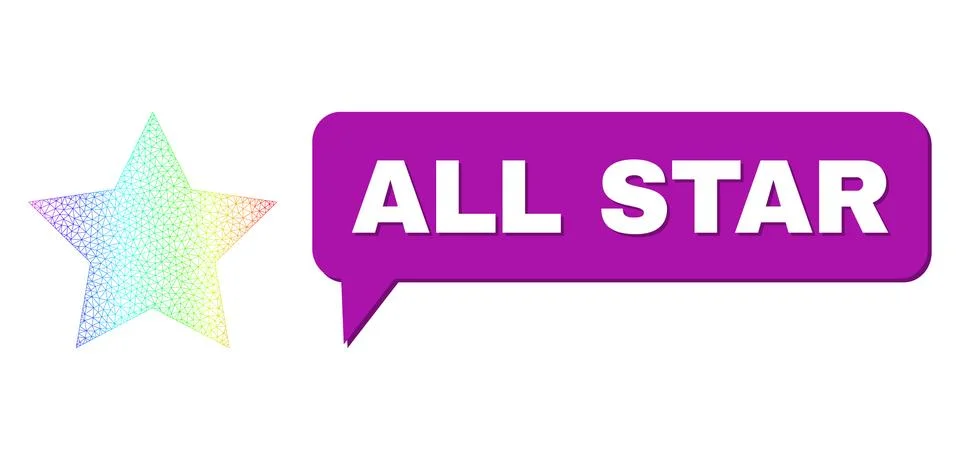 Rainbow Network Gradient Star Icon and All Star Chat Frame with Shadow 스톡 일러스트