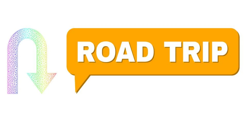 Rainbow Network Gradient Turn Back Icon and Road Trip Speech Cloud with Shadow 스톡 일러스트