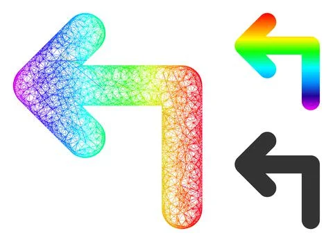 Rainbow Network Gradient Turn Left Icon 스톡 일러스트