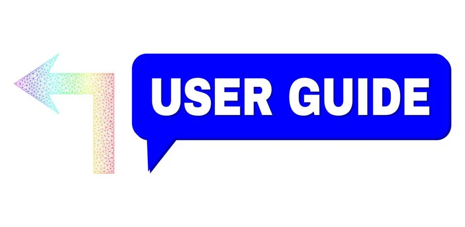 Rainbow Network Gradient Turn Left Icon and User Guide Chat Cloud with Shadow Stockillustratie