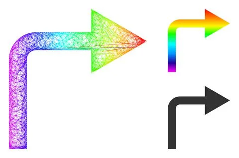 Rainbow Network Gradient Turn Right Icon 스톡 일러스트