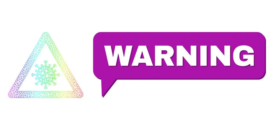Rainbow Network Gradient Viral Warning Icon and Warning Conversation Bubble with Stockillustratie