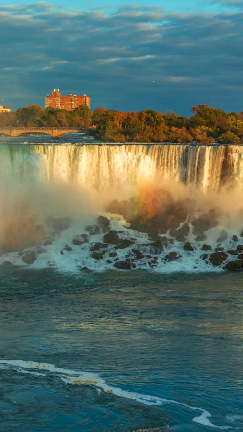 Rainbow on the Niagara waterfal Stock Footage 293155966