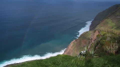 Rainbow on the nice blue ocean Stock Footage 128304902