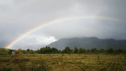 Rainbow in the northern meadows Stock Footage 167238538