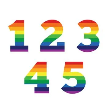 Rainbow numbers set with stripes - gay pride 스톡 일러스트