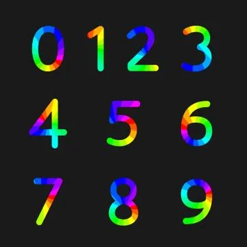 Rainbow numbers, vector illustration. Stock Illustration