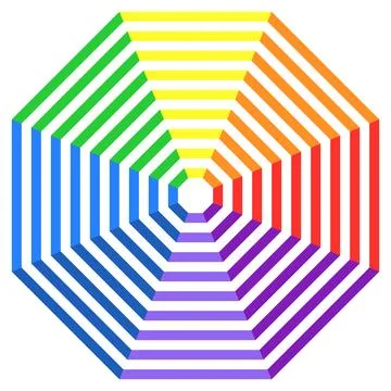 Rainbow octagon illusion, mesmerizing concentric design with vibrant colors Stock Illustration