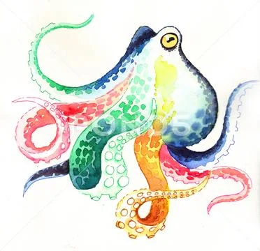 Rainbow octopus Stock Illustration