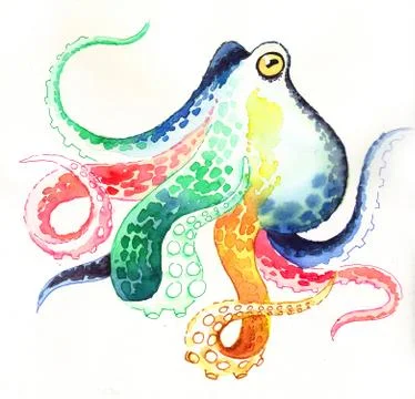 Rainbow octopus Stock Illustration