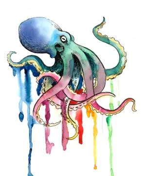 Rainbow octopus Illustrazione stock