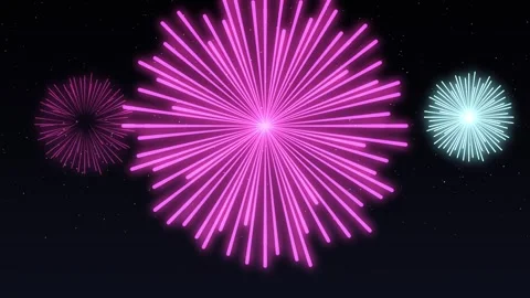 Rainbow one big firework burst repeating in the center with small bursts on a Vídeo Stock 348333061